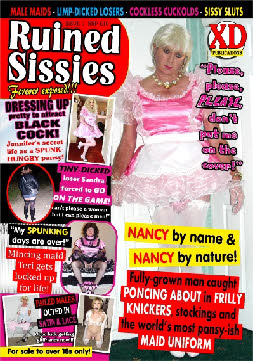 Simpering sissy maids exposed in kinky adult magazine